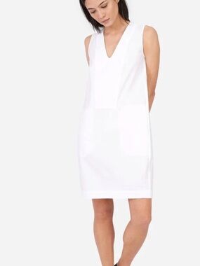 Everlane The Cotton Poplin V-Neck Tank Dress White 6